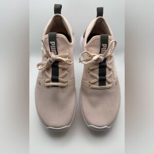 Puma Light Pink Athletic Shoes with Knit Upper and Streamlined Design